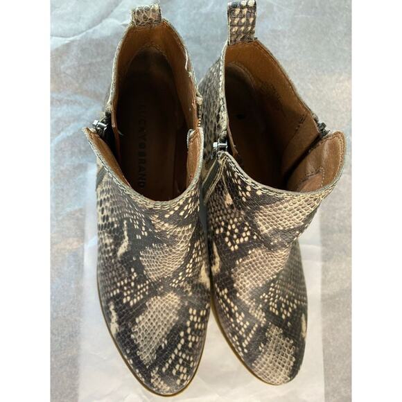 Lucky Brand Snakeskin Booties Size 7 Slither Print Ankle Boots - Picture 4 of 4